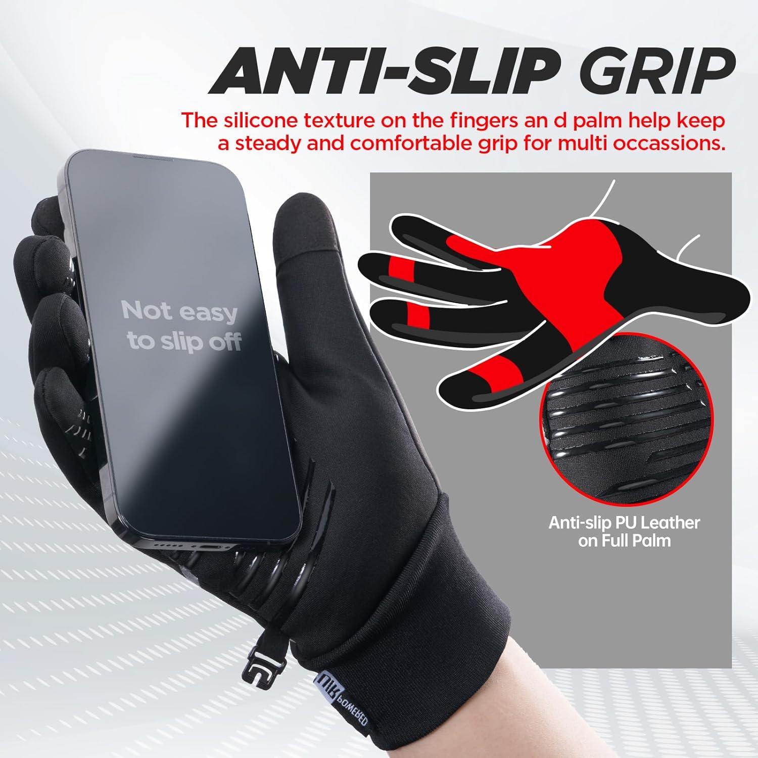 Thermal Gloves for Men Women, Winter Windproof Anti-Slip Touch Screen Running Gloves for Driving Riding Cycling Hiking - Image 3